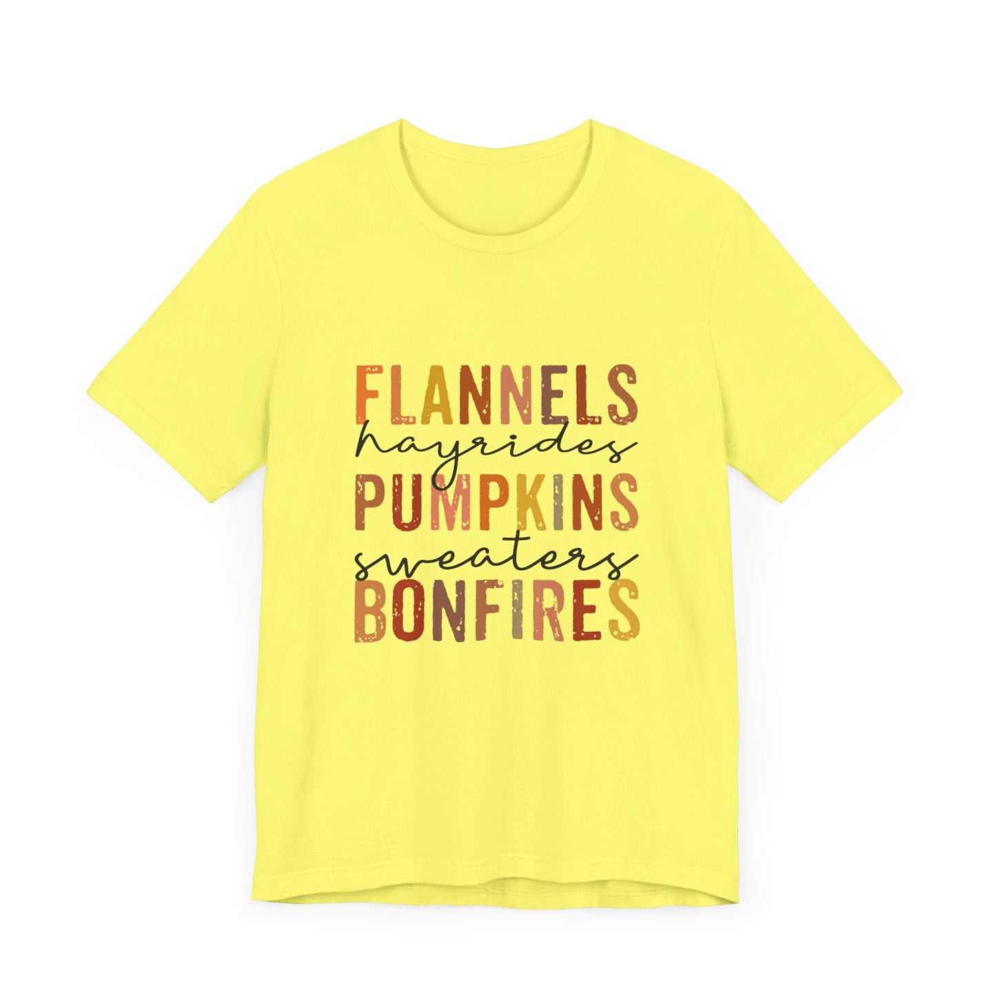 Flannels, Hayrides, Pumpkins, Sweaters, Bonfires Jersey Short Sleeve Tee