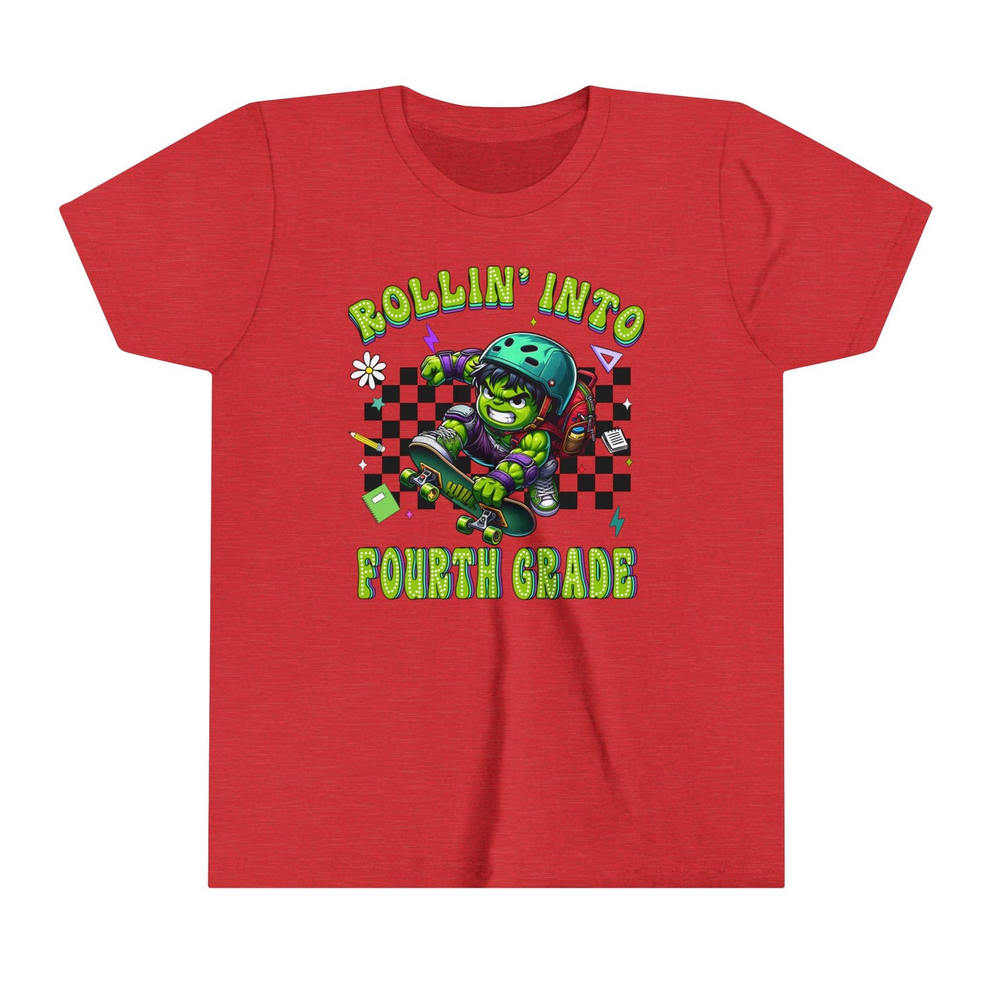 HULK - Rollin' Into 4th Grade Youth Short Sleeve Tee