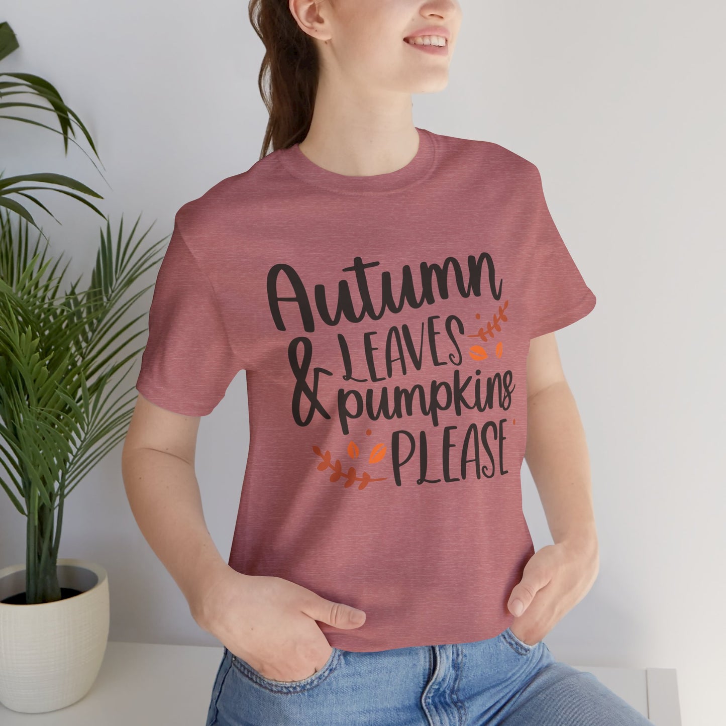 Autumn Leaves & Pumpkins Please Jersey Short Sleeve Tee