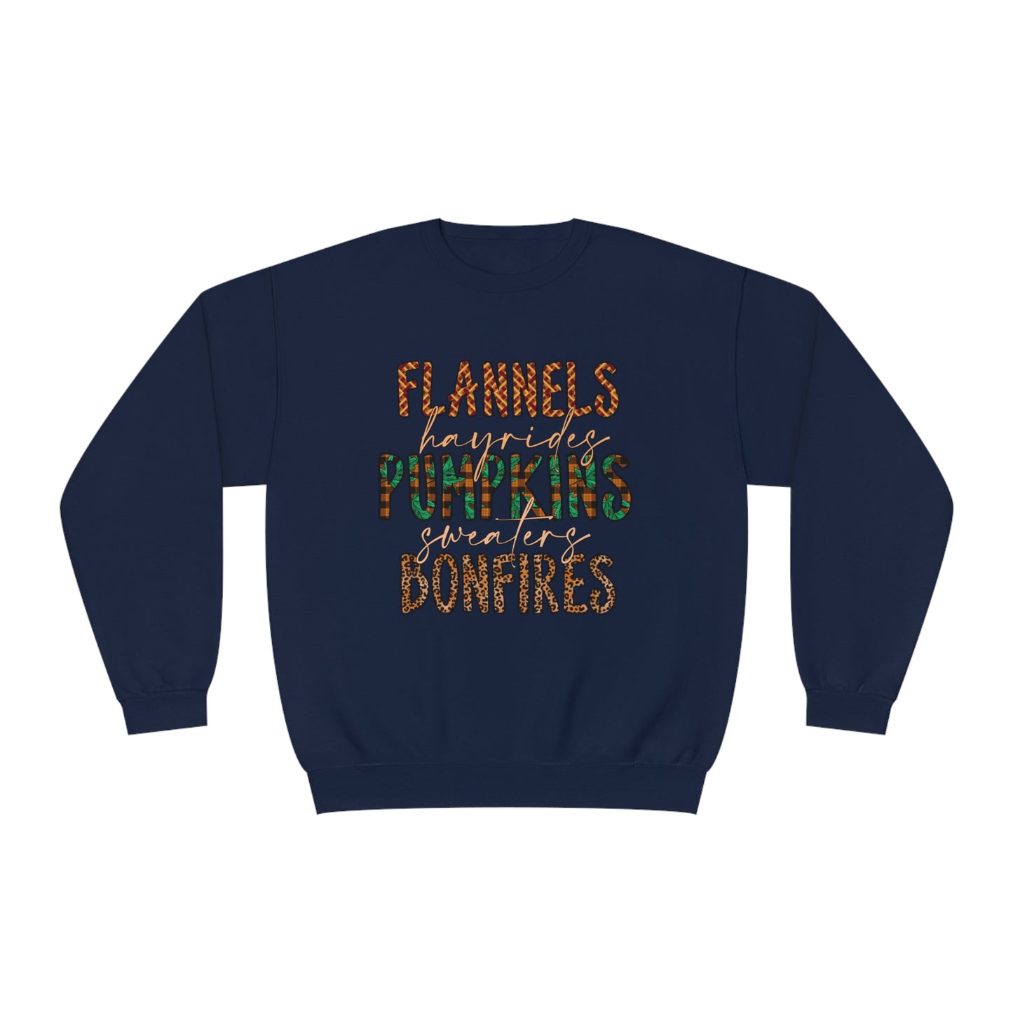 Flannels, Hayrides, Pumpkins, Sweaters, Bonfires Crewneck Sweatshirt