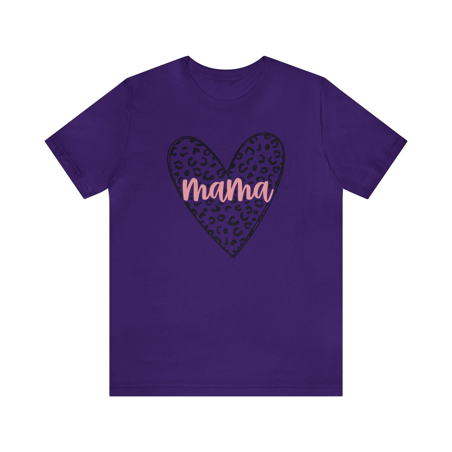 Mama Leopard print heart short sleeve tshirt