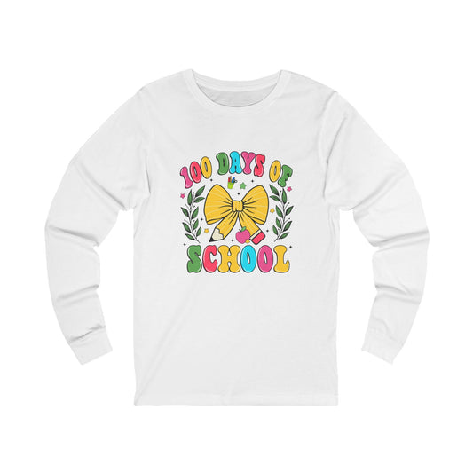100 days of school Jersey Long Sleeve Tee