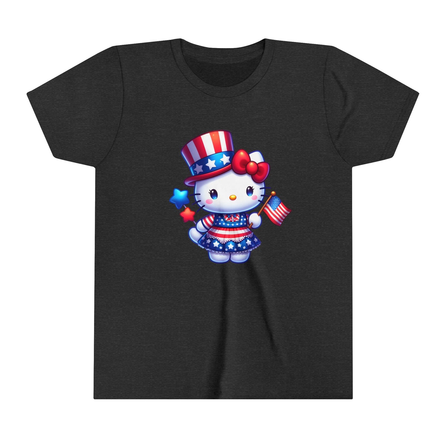 American Flag Hello Kitty Youth Short Sleeve Tee