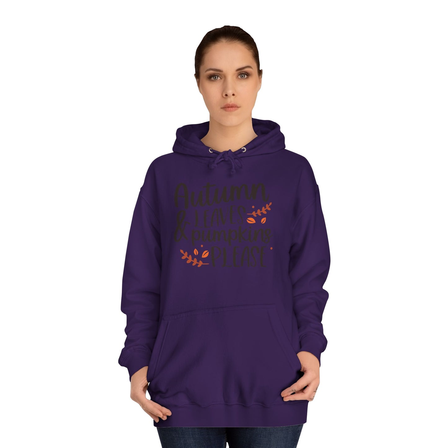 Autumn Leaves & Pumpkins Please Unisex College Hoodie