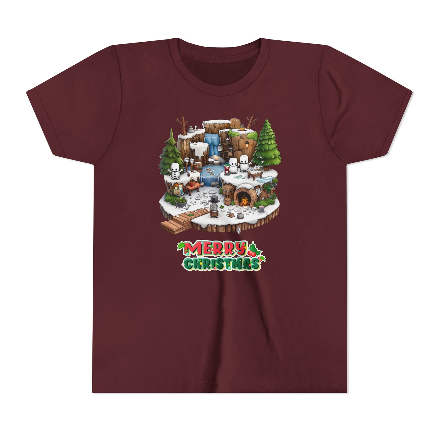 Merry Christmas Mine-craft Youth Short Sleeve Tee