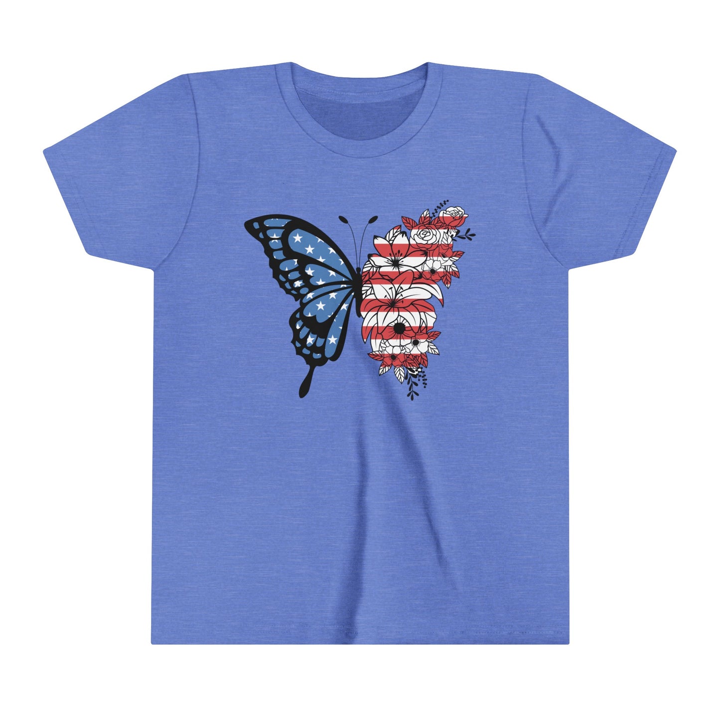 Butterfly American Flag Youth Short Sleeve Tee