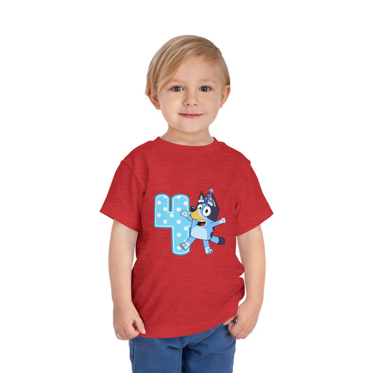 #4 Birthday Toddler Short Sleeve Tee