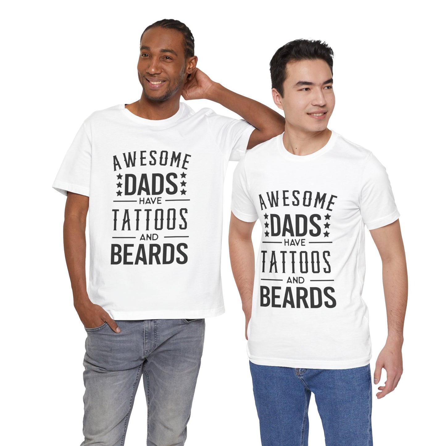 Awesome Dads Have Tattoos and Beards Jersey Short Sleeve Tee