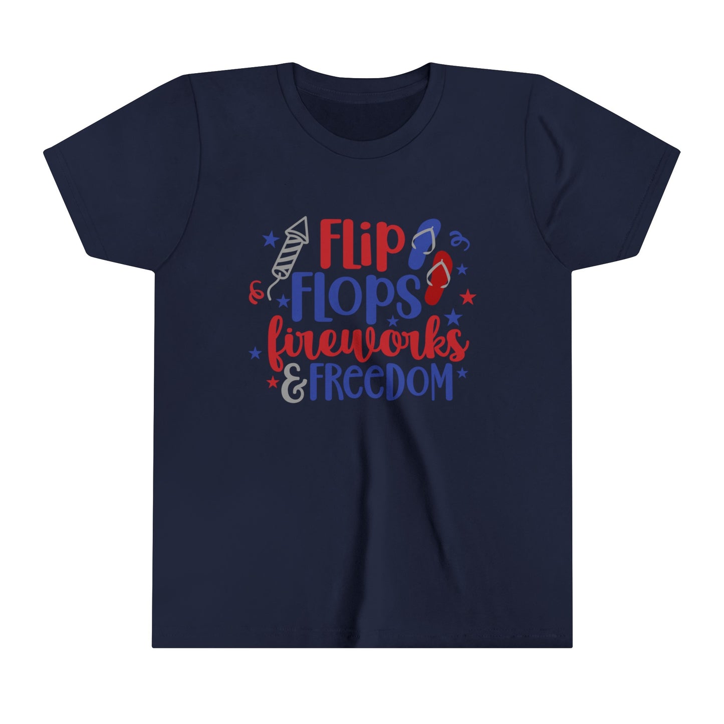 Flip Flops, Fireworks & Freedom Youth Short Sleeve Tee