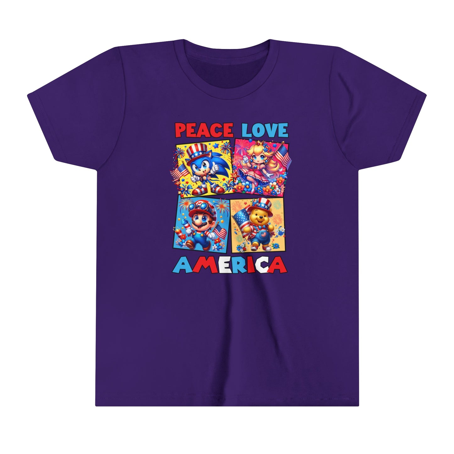 Peace Love America Youth Short Sleeve Tee