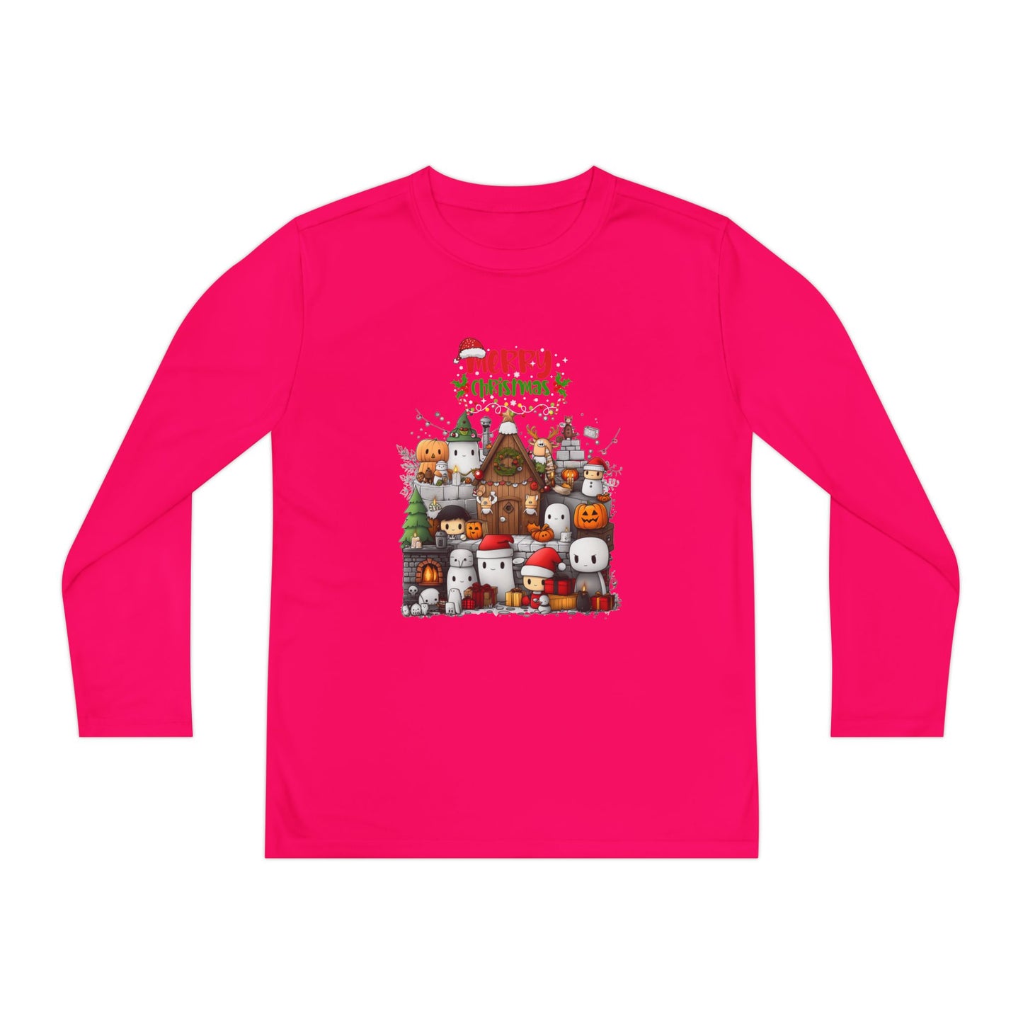 Merry Mine-craft Christmas Youth Long Sleeve Competitor Tee