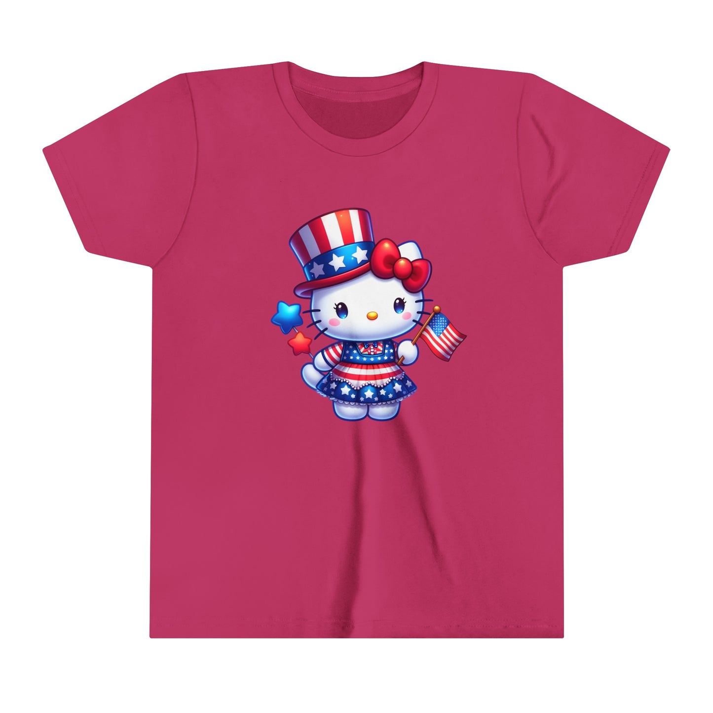 American Flag Hello Kitty Youth Short Sleeve Tee