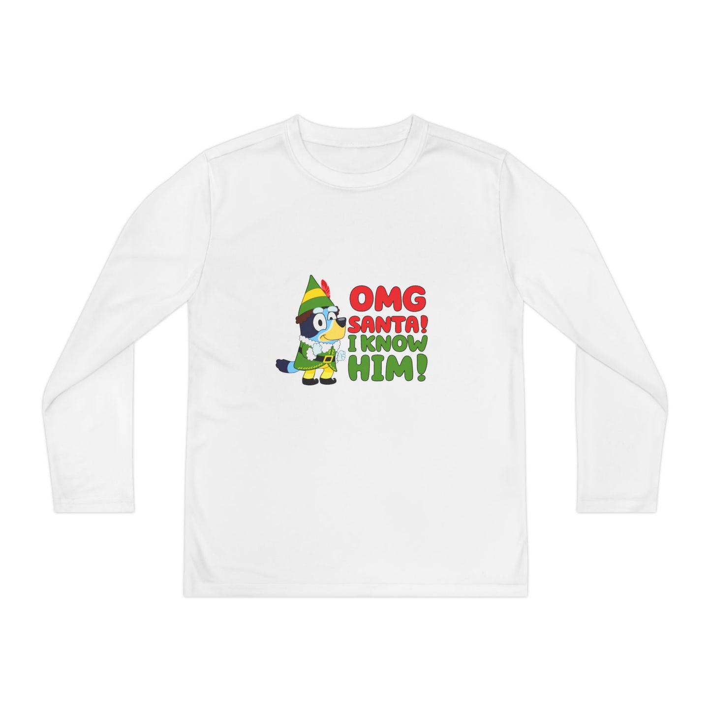 OMG Santa I know him Youth Long Sleeve Competitor Tee