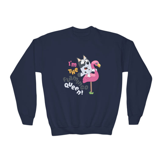 I'm the flamingo queen Youth Crewneck Sweatshirt