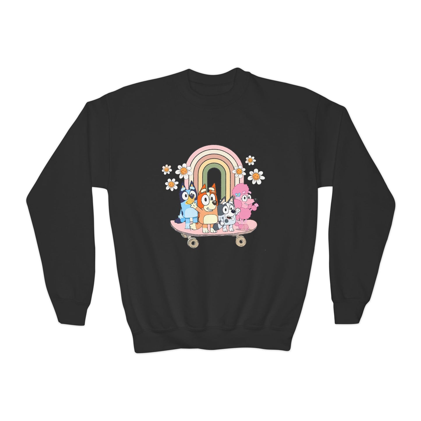 Friends on skateboard Youth Crewneck Sweatshirt