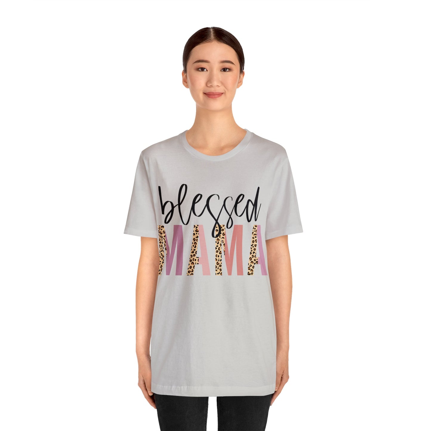 Blessed Mama Leopard print short sleeve tshirt