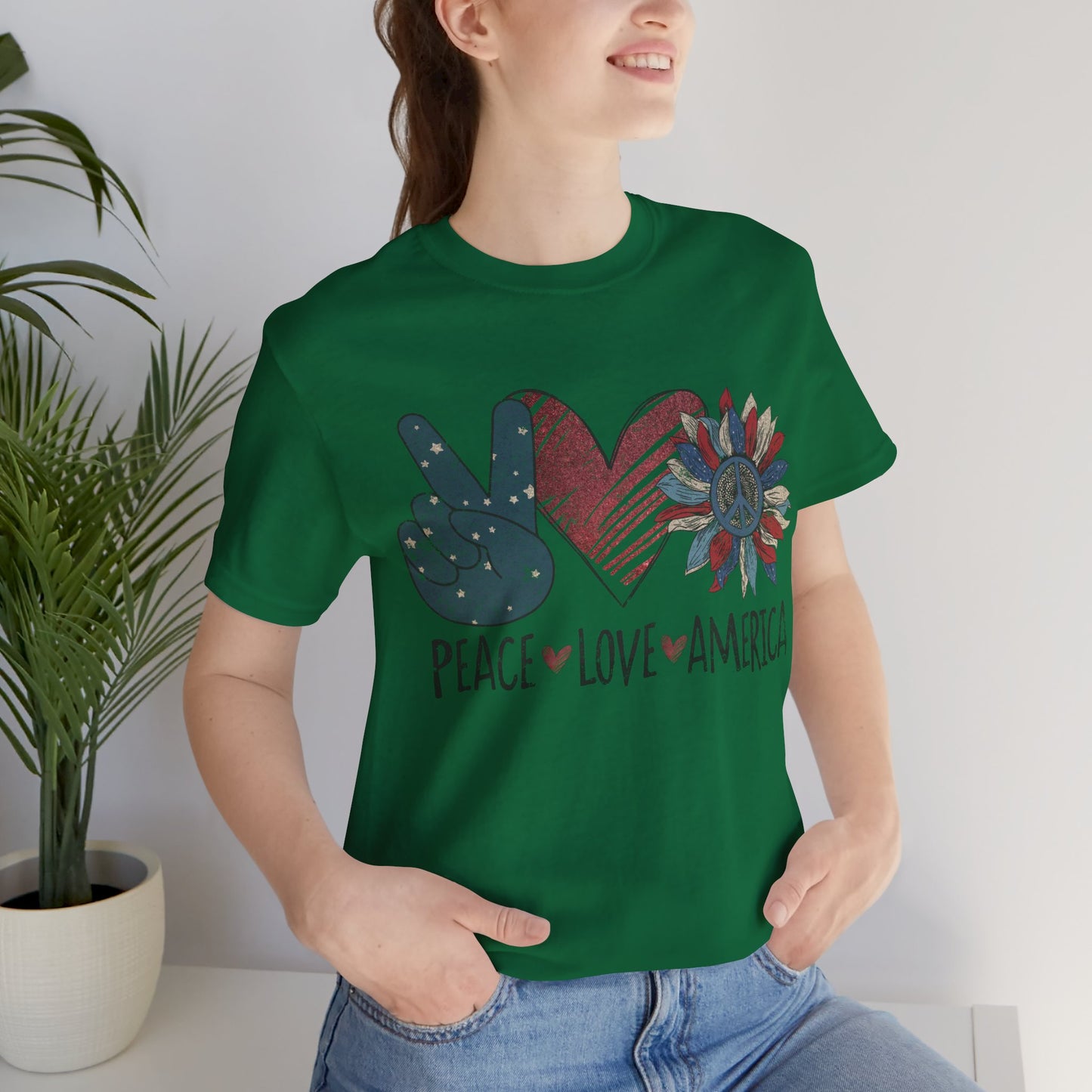 Peace Love America Jersey Short Sleeve Tee