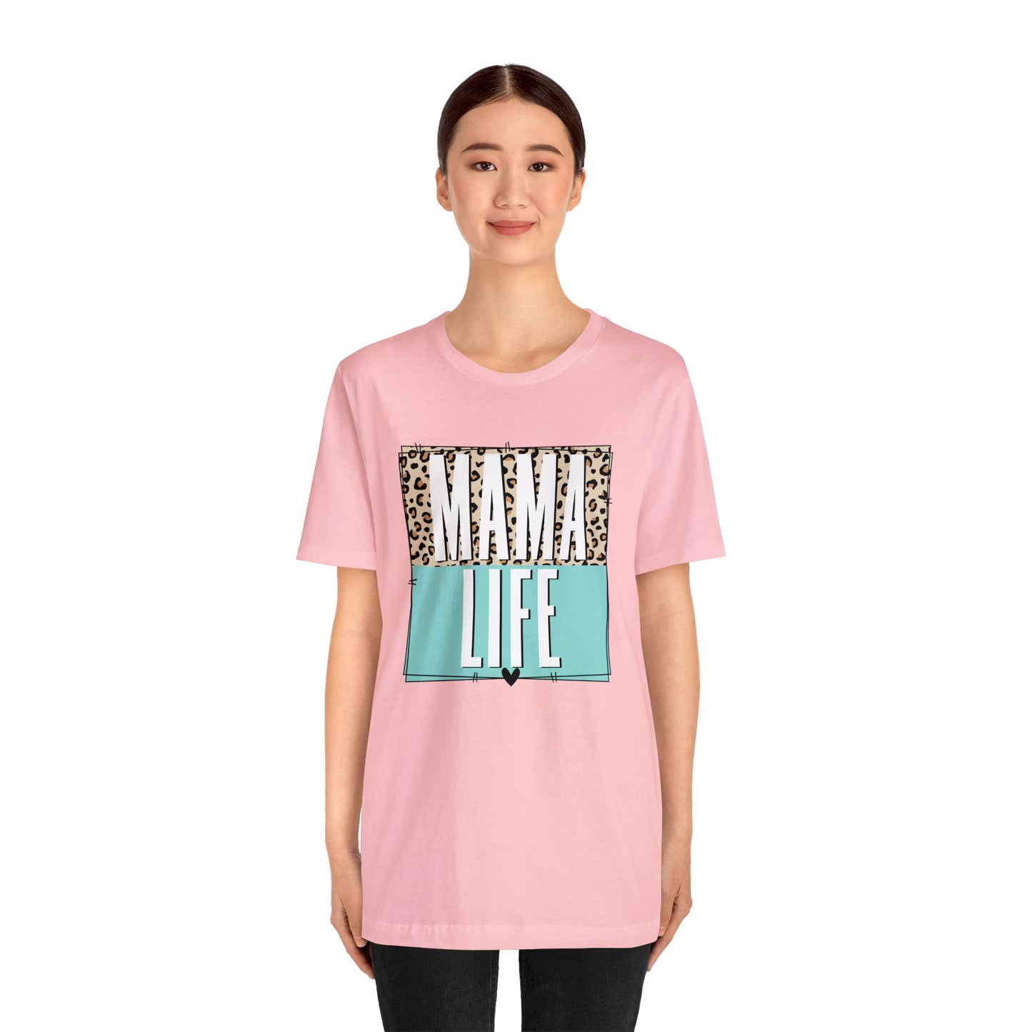 Mama life Leopard print short sleeve tshirt