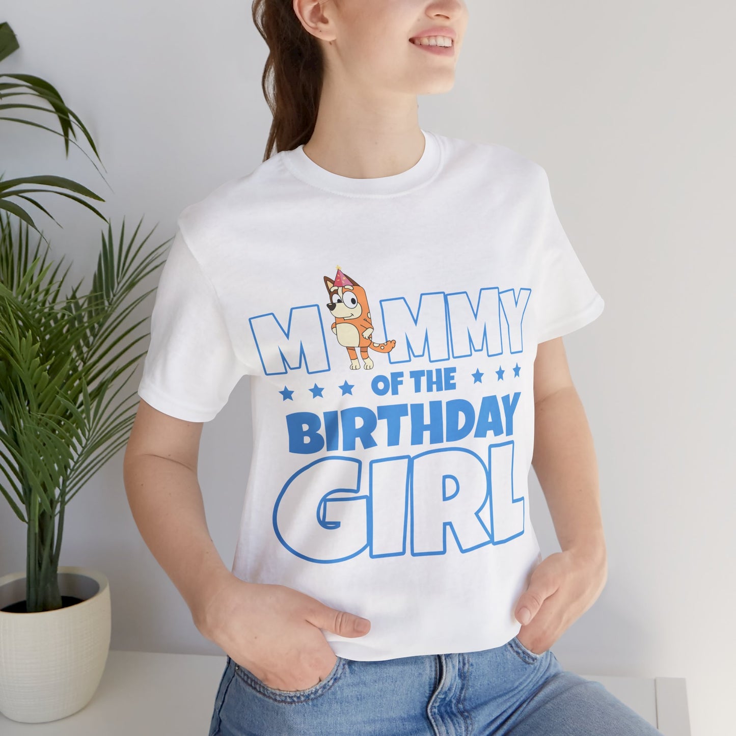 Mommy of the Birthday Girl Chilli Heeler short sleeve T-shirt