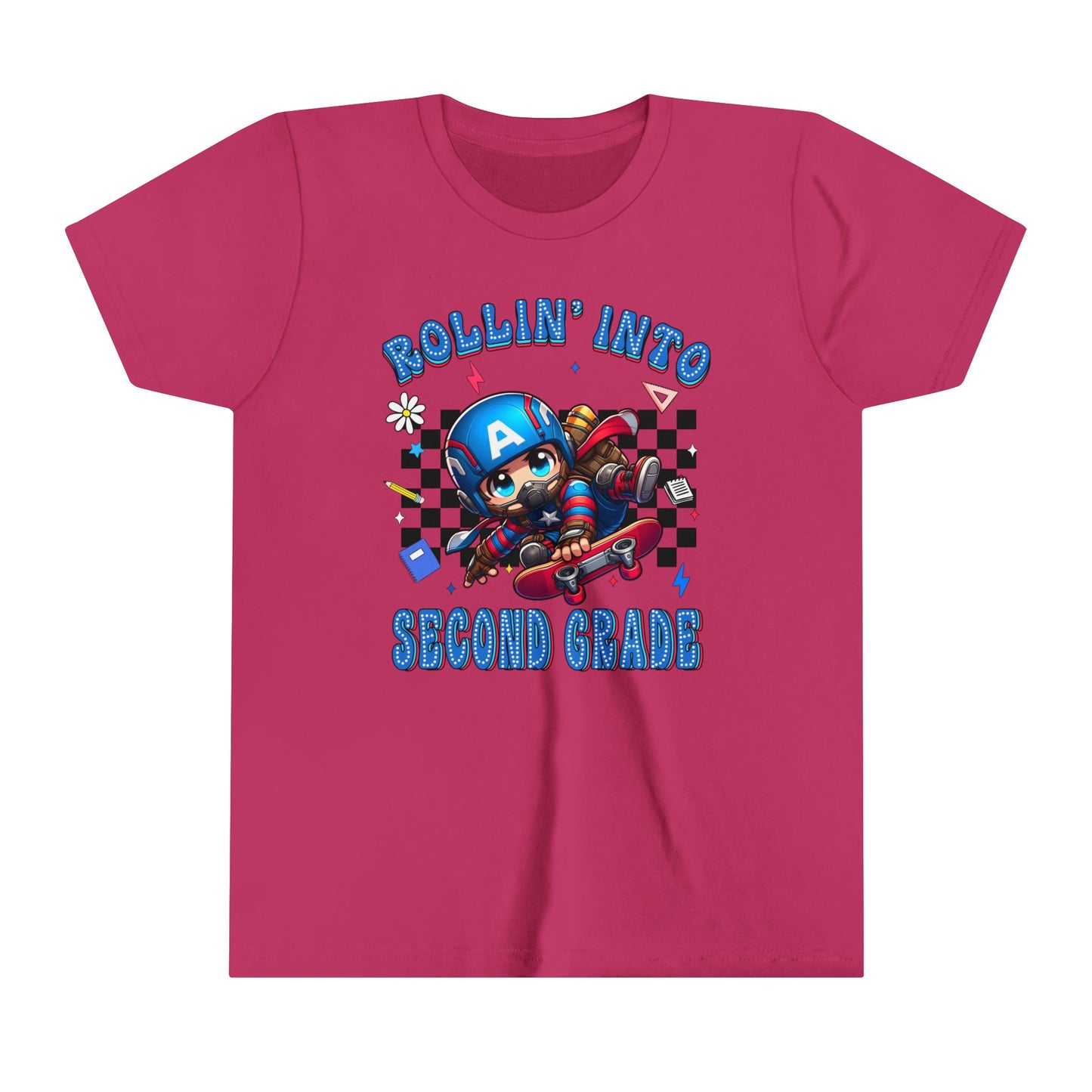 CAPTAIN AMERICA - Rollin' Into 2nd Grade Youth Short Sleeve Tee
