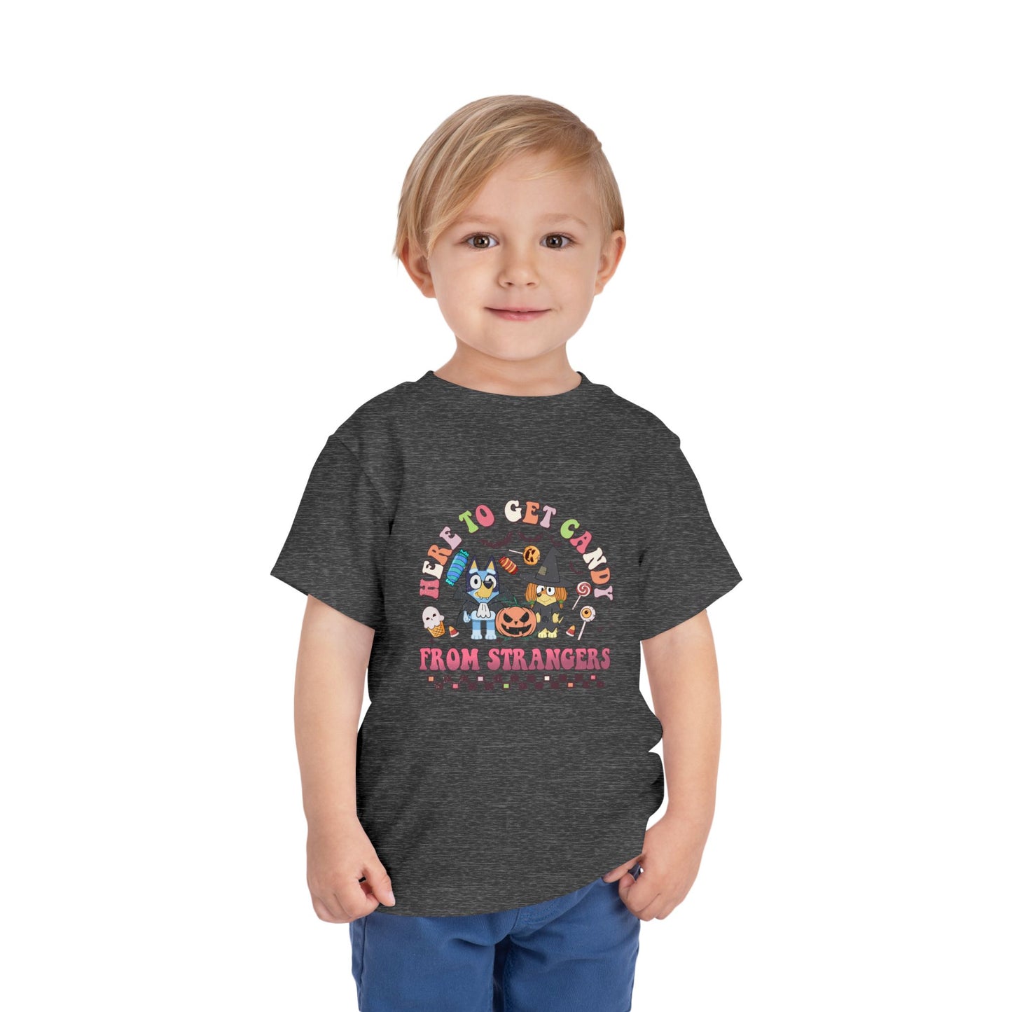 Here to get Candy from Strangers Toddler Short Sleeve Tee