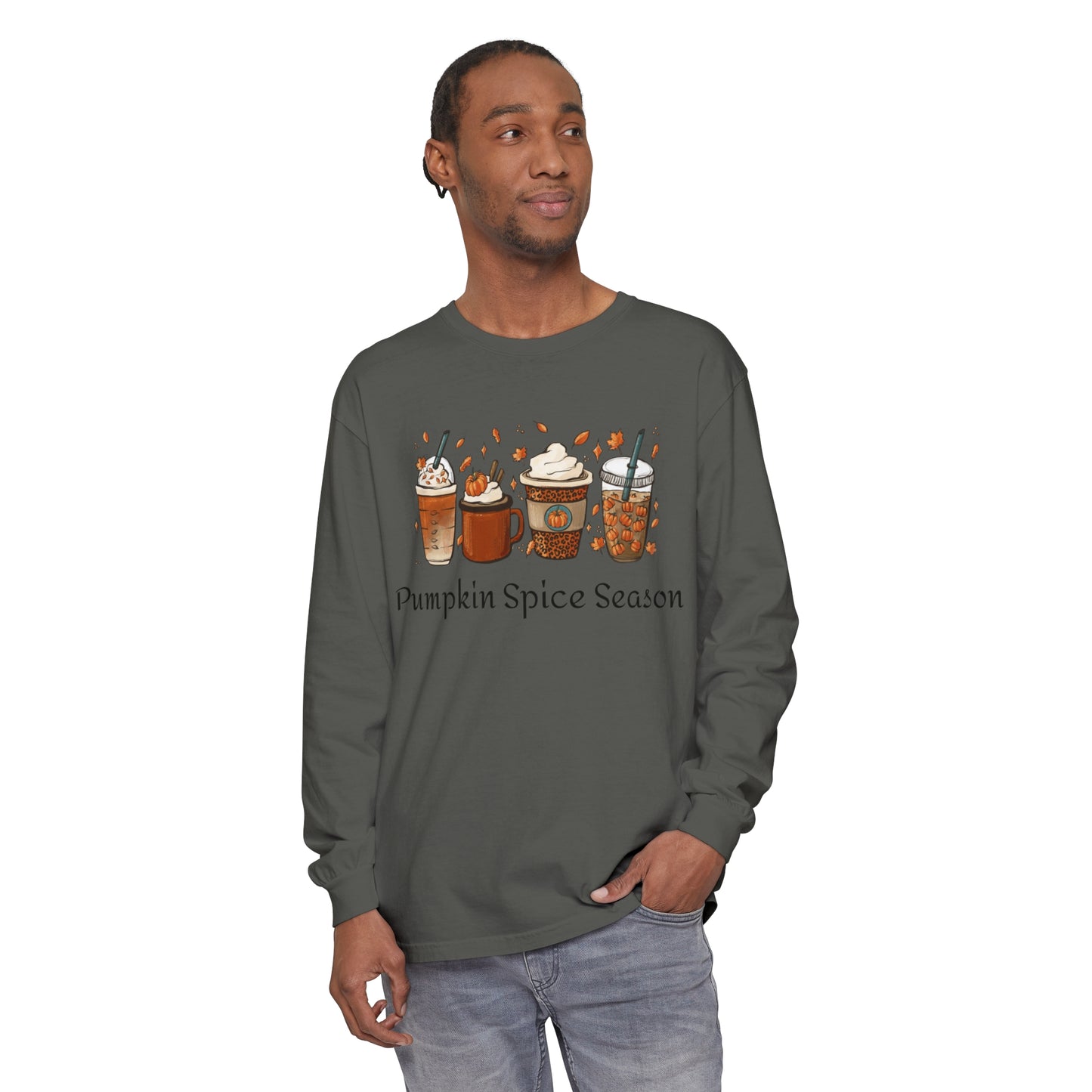Pumpkin Spice Season Garment-dyed Long Sleeve T-Shirt