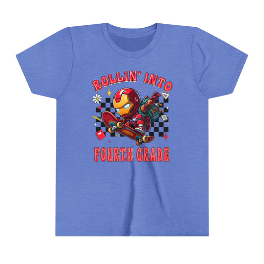 IRON MAN - Rollin' Into 4th Grade Youth Short Sleeve Tee