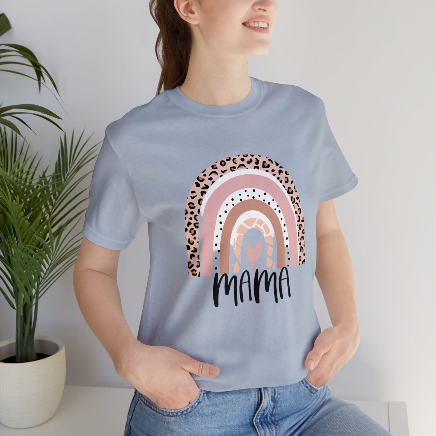 Mama Boho Leopard Rainbow short sleeve tshirt
