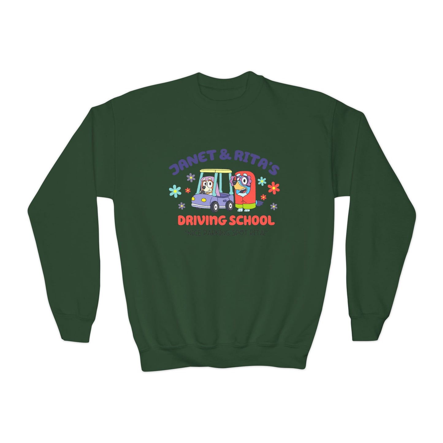 Janet and Rita's Driving School Youth Crewneck Sweatshirt
