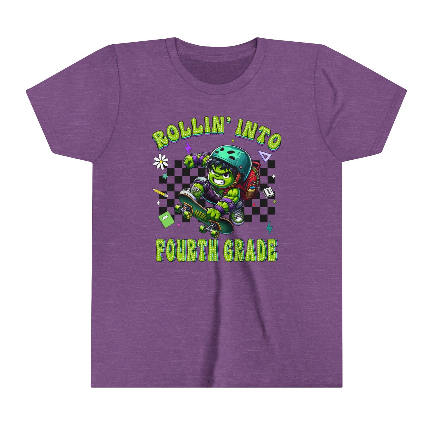 HULK - Rollin' Into 4th Grade Youth Short Sleeve Tee
