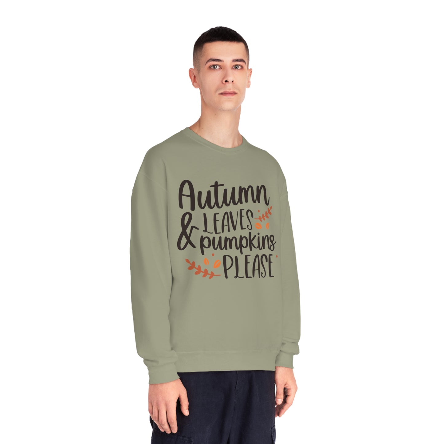 Autumn Leaves & Pumpkins Please Crewneck Sweatshirt