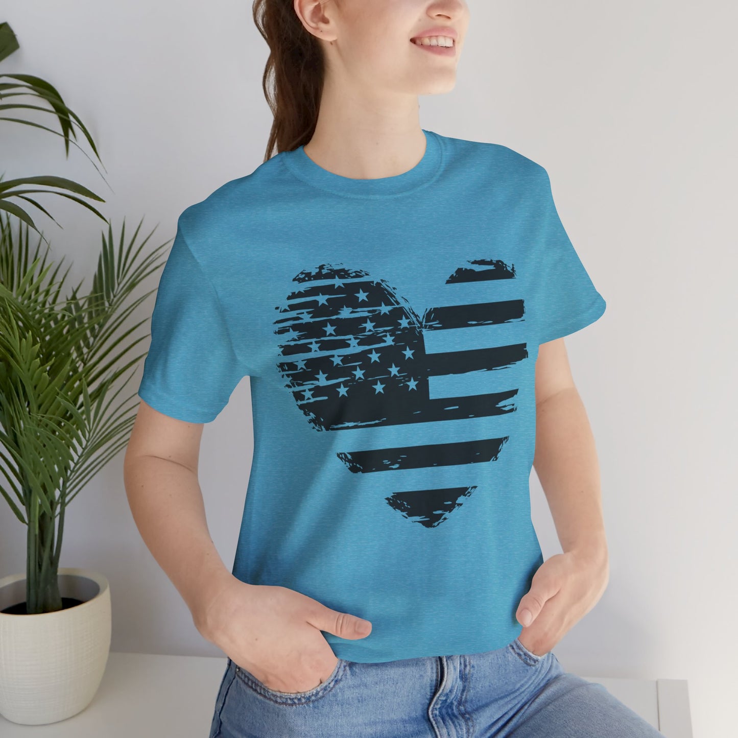 Heart flag Jersey Short Sleeve Tee