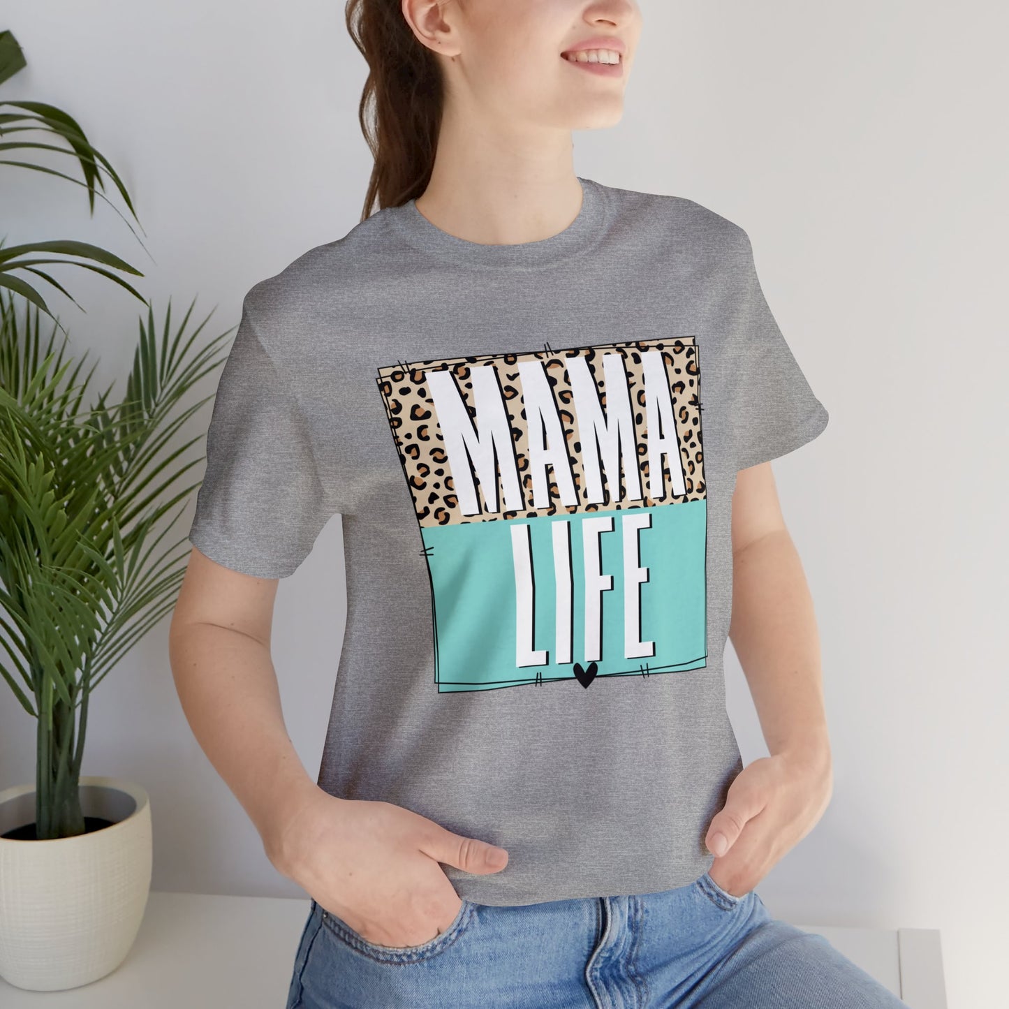 Mama life Leopard print short sleeve tshirt