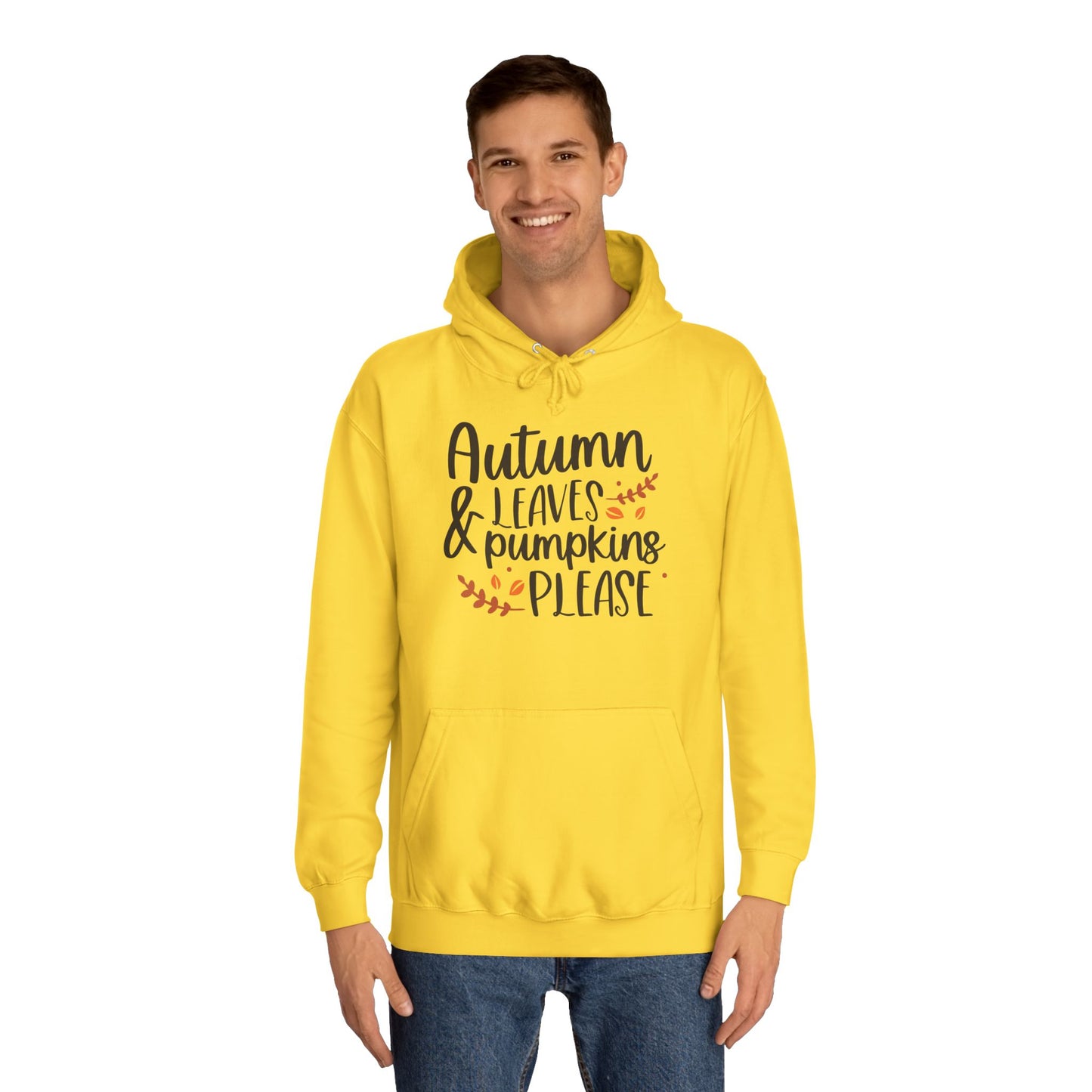 Autumn Leaves & Pumpkins Please Unisex College Hoodie