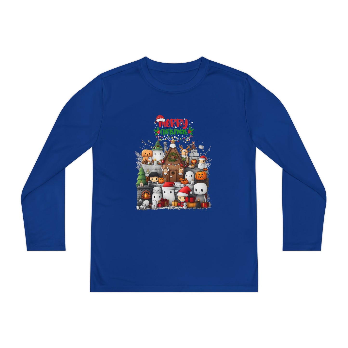 Merry Mine-craft Christmas Youth Long Sleeve Competitor Tee