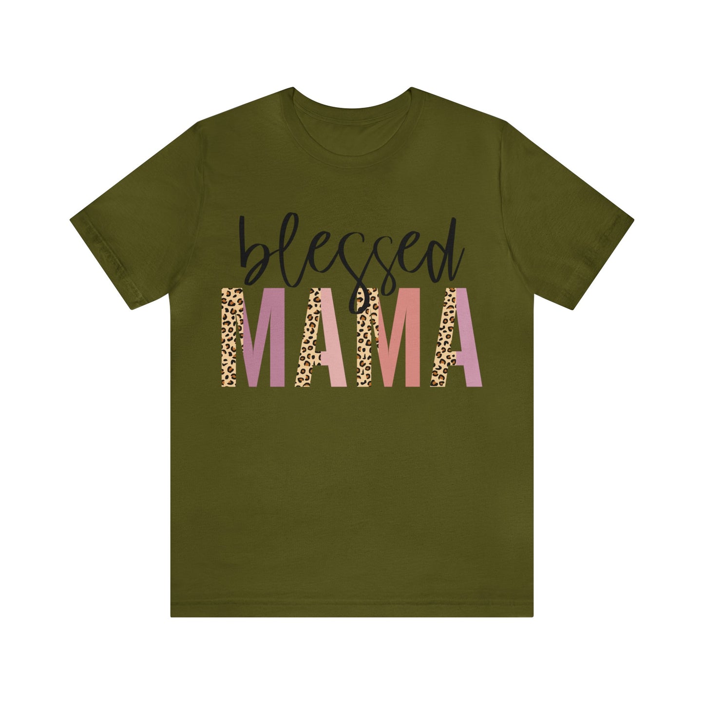 Blessed Mama Leopard print short sleeve tshirt