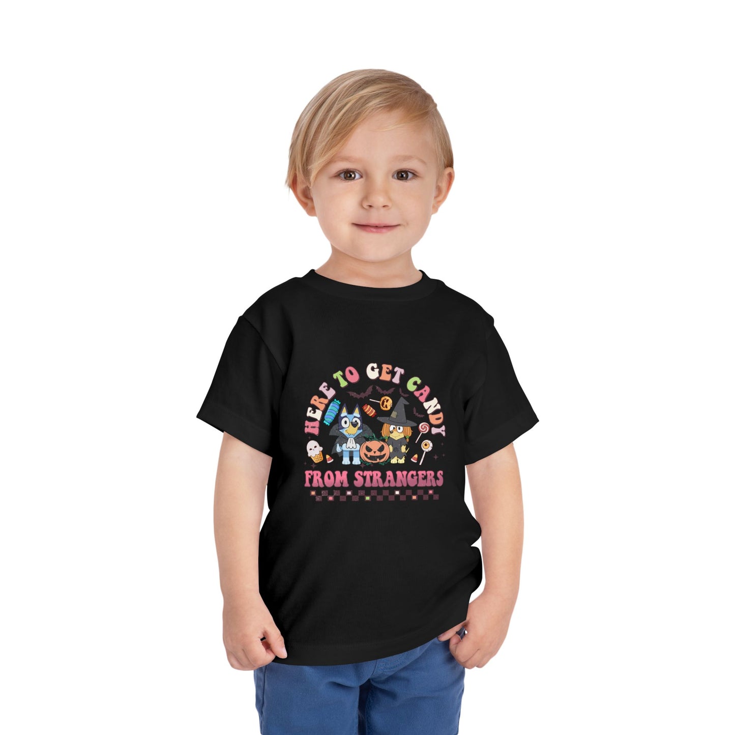 Here to get Candy from Strangers Toddler Short Sleeve Tee