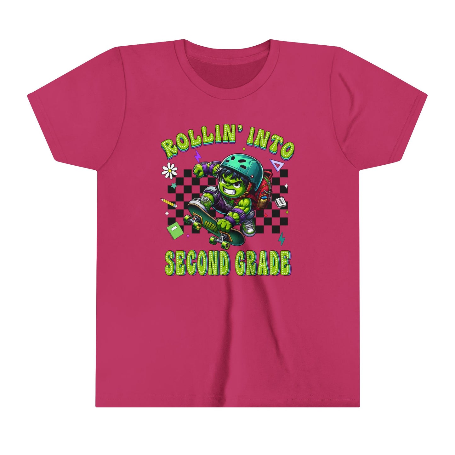 HULK - Rollin' Into 2nd Grade Youth Short Sleeve Tee