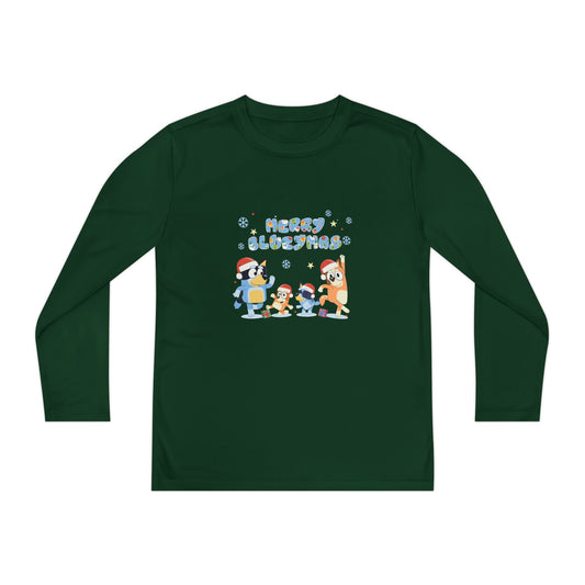 Merry Blue-y-mas Youth Long Sleeve Competitor Tee