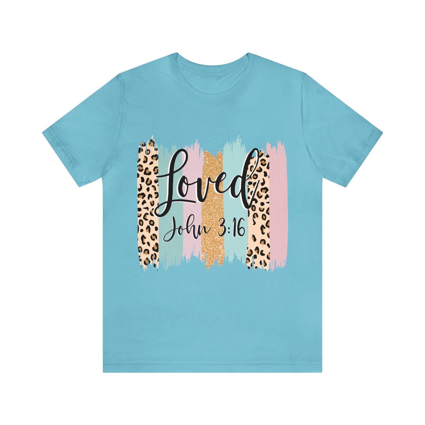 Loved (front) circle/cross (back) Short Sleeve Tshirt