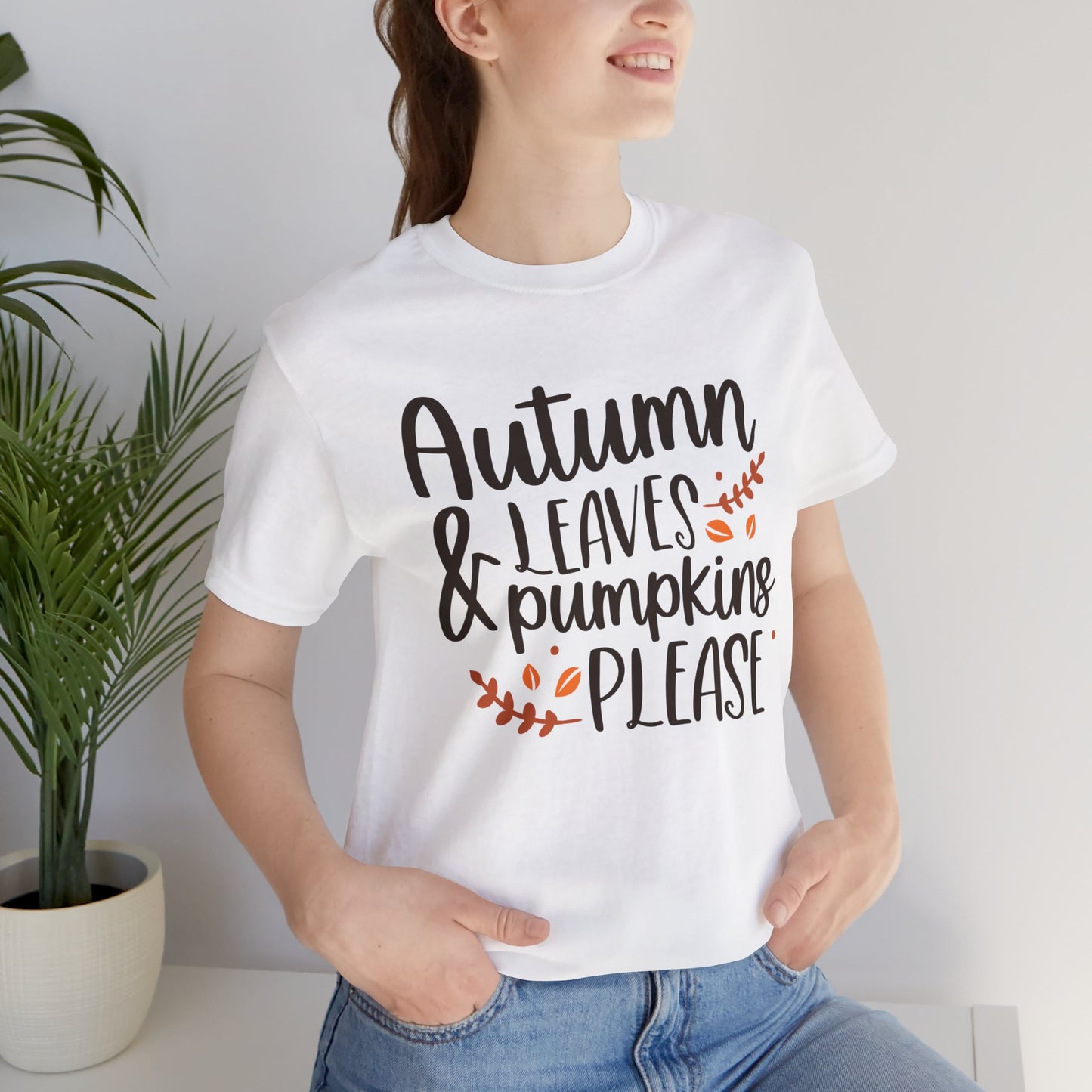 Autumn Leaves & Pumpkins Please Jersey Short Sleeve Tee