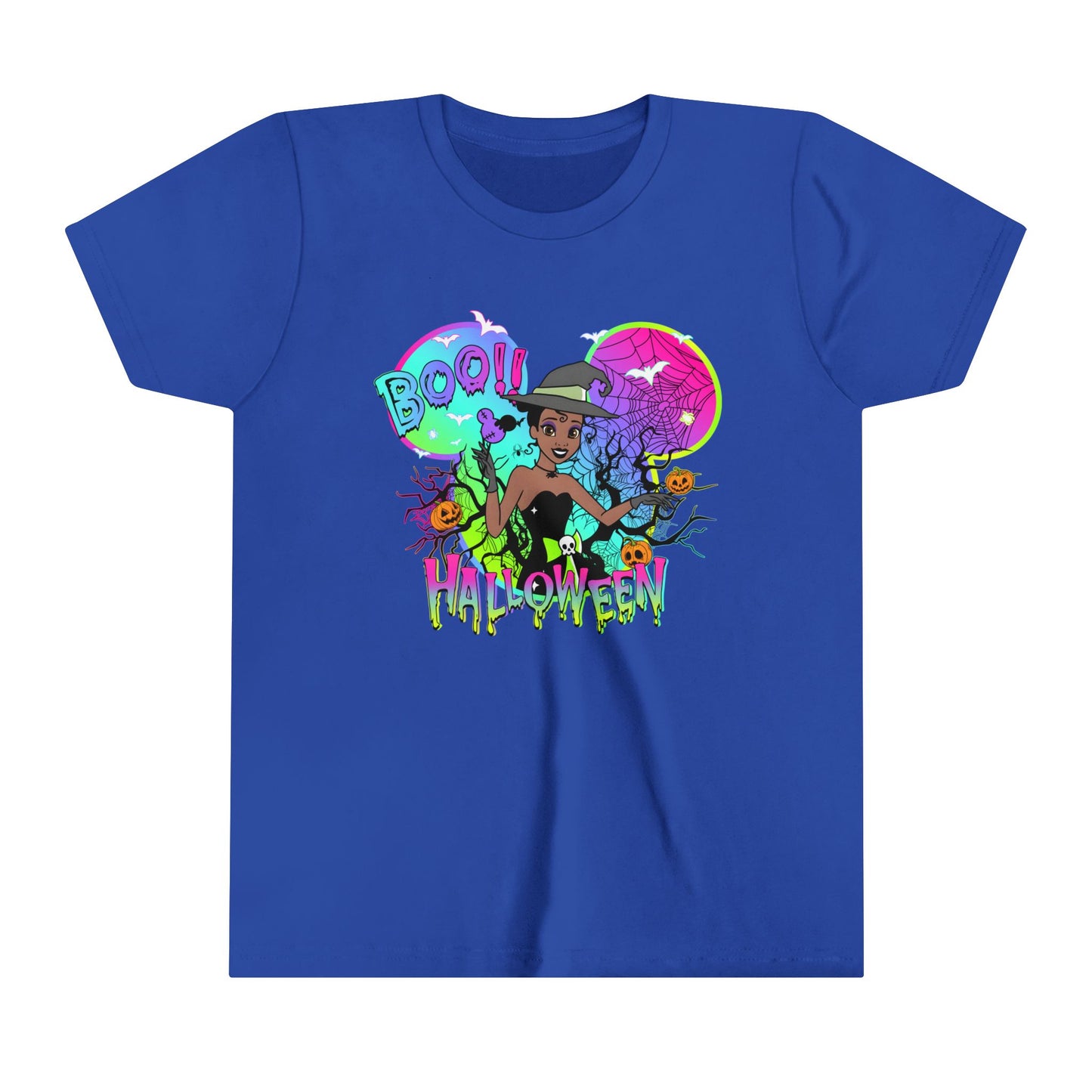 Tiana Boo! Halloween Youth Short Sleeve Tee