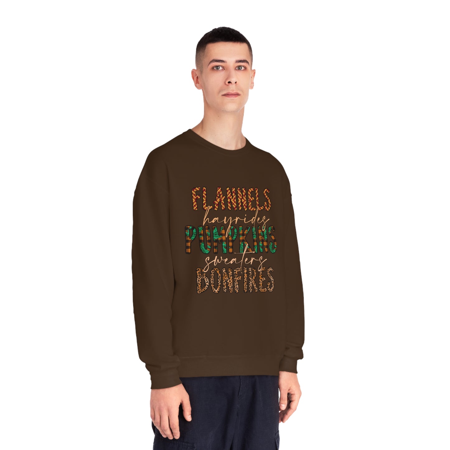 Flannels, Hayrides, Pumpkins, Sweaters, Bonfires Crewneck Sweatshirt