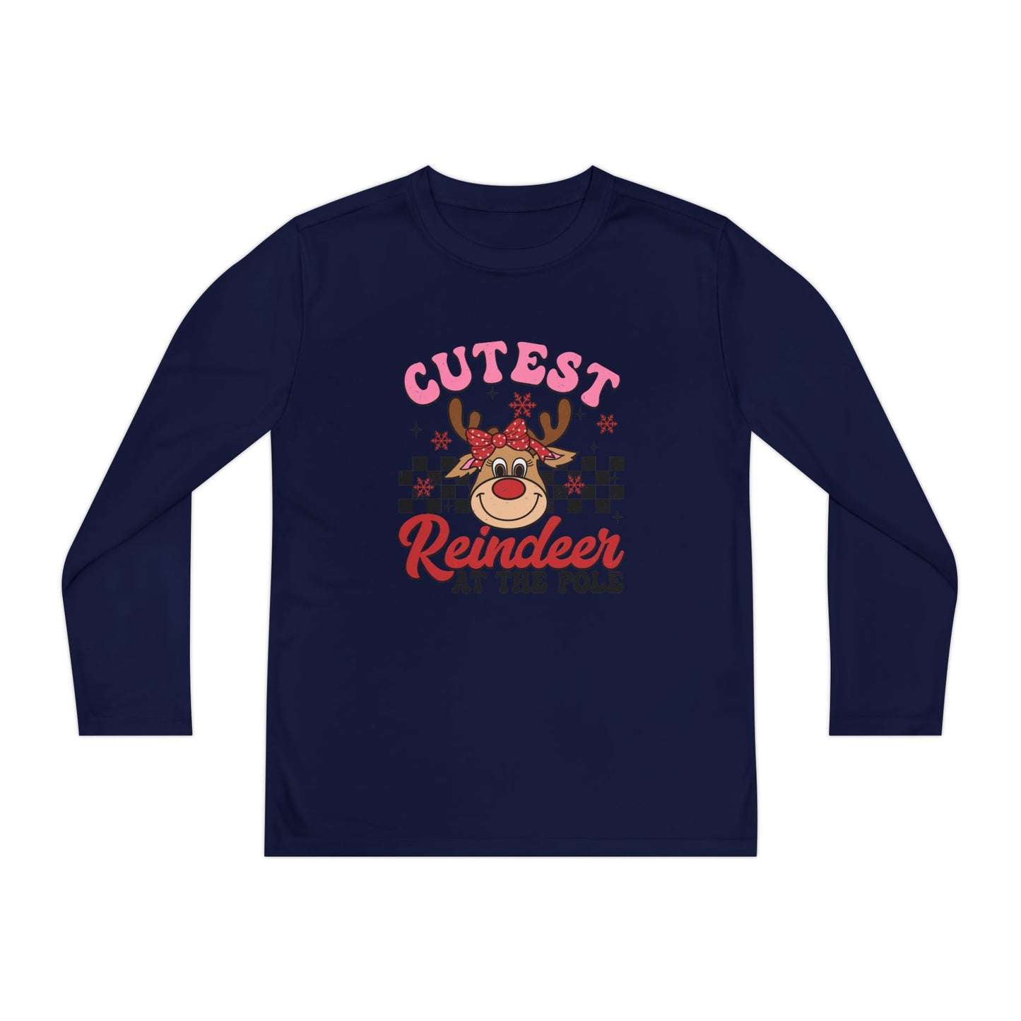 Cutest Reindeer at the Pole Youth Long Sleeve Competitor Tee