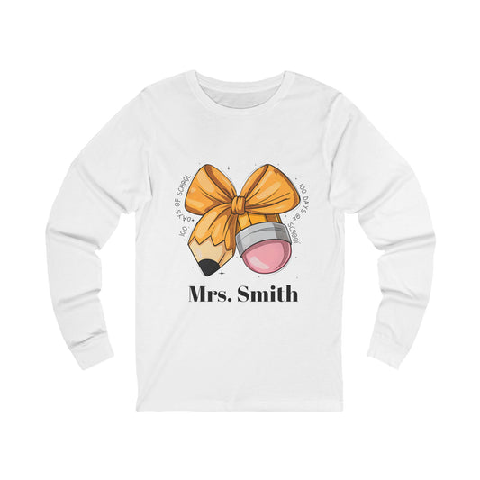 100 days of school Jersey Long Sleeve Tee