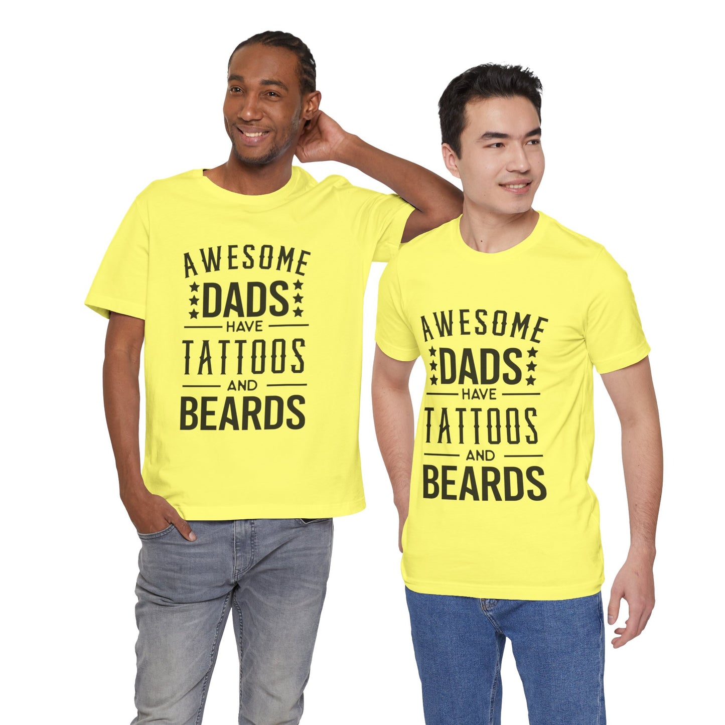 Awesome Dads Have Tattoos and Beards Jersey Short Sleeve Tee