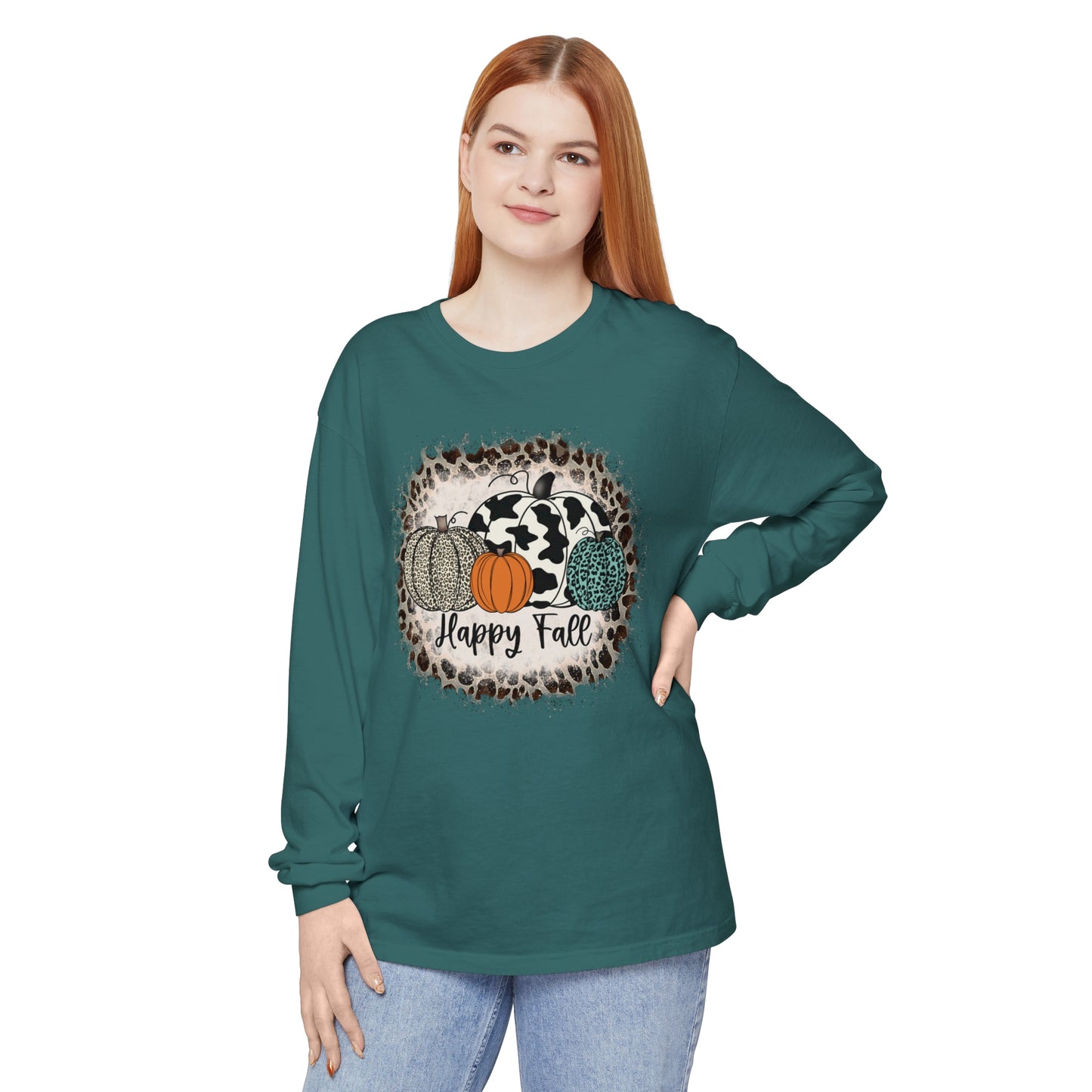 Happy Fall Garment-dyed Long Sleeve T-Shirt