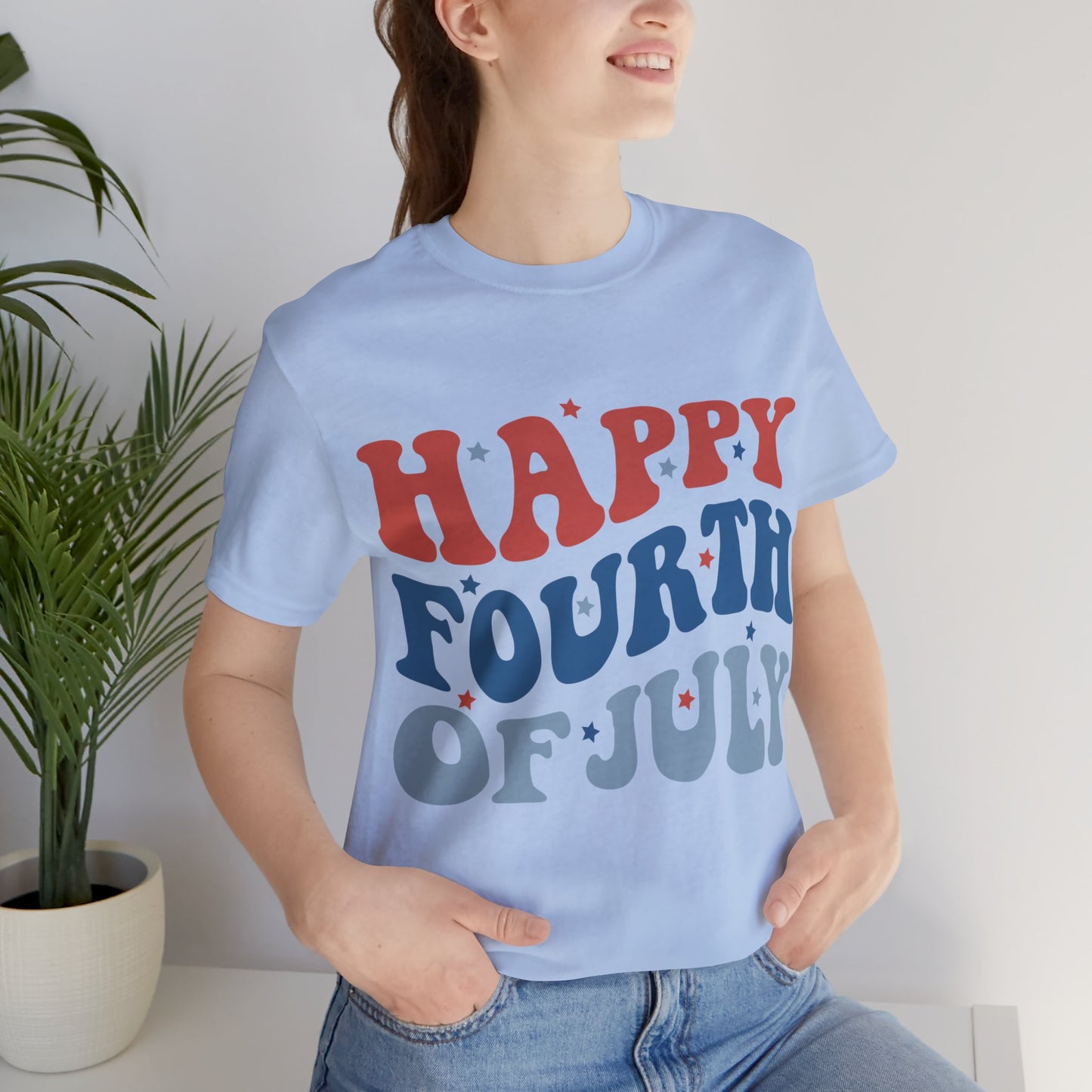 HAPPY FOURTH OF JULY Jersey Short Sleeve Tee