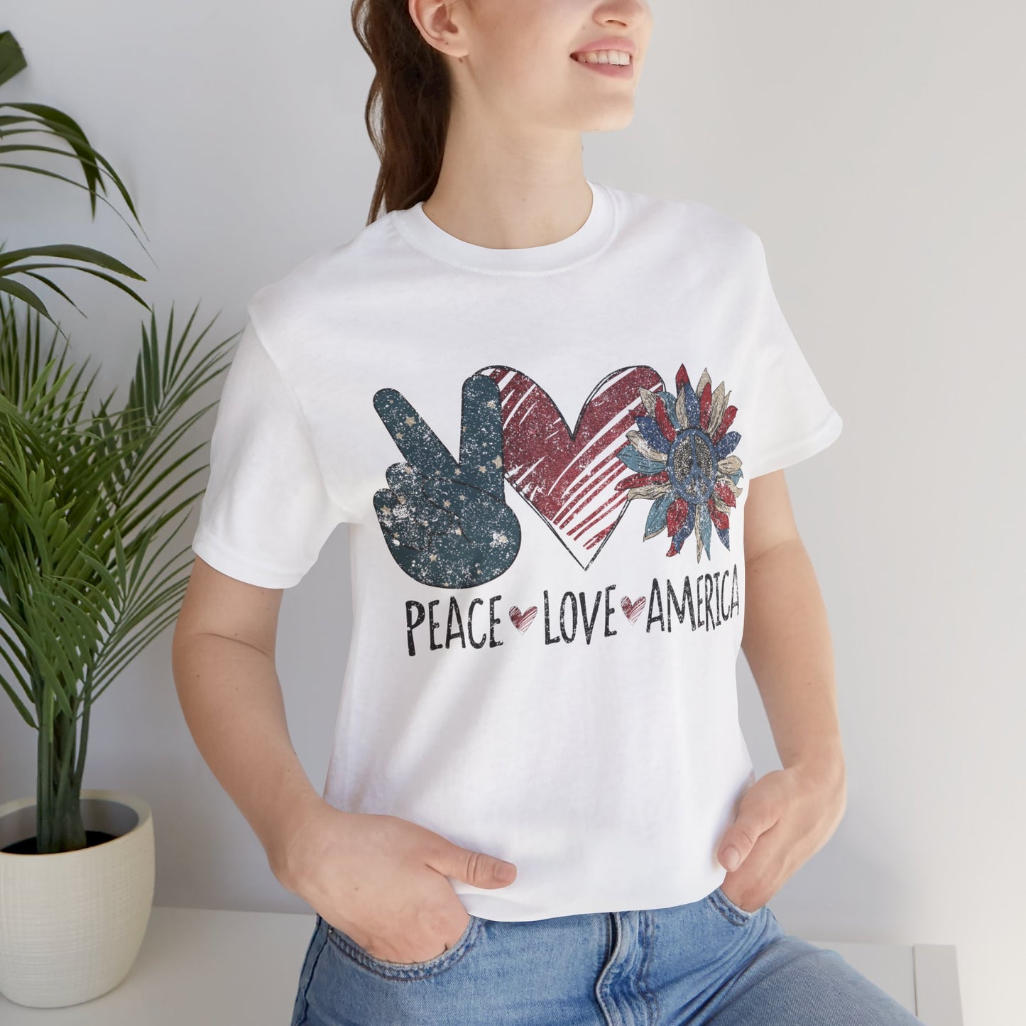 Peace Love America Jersey Short Sleeve Tee