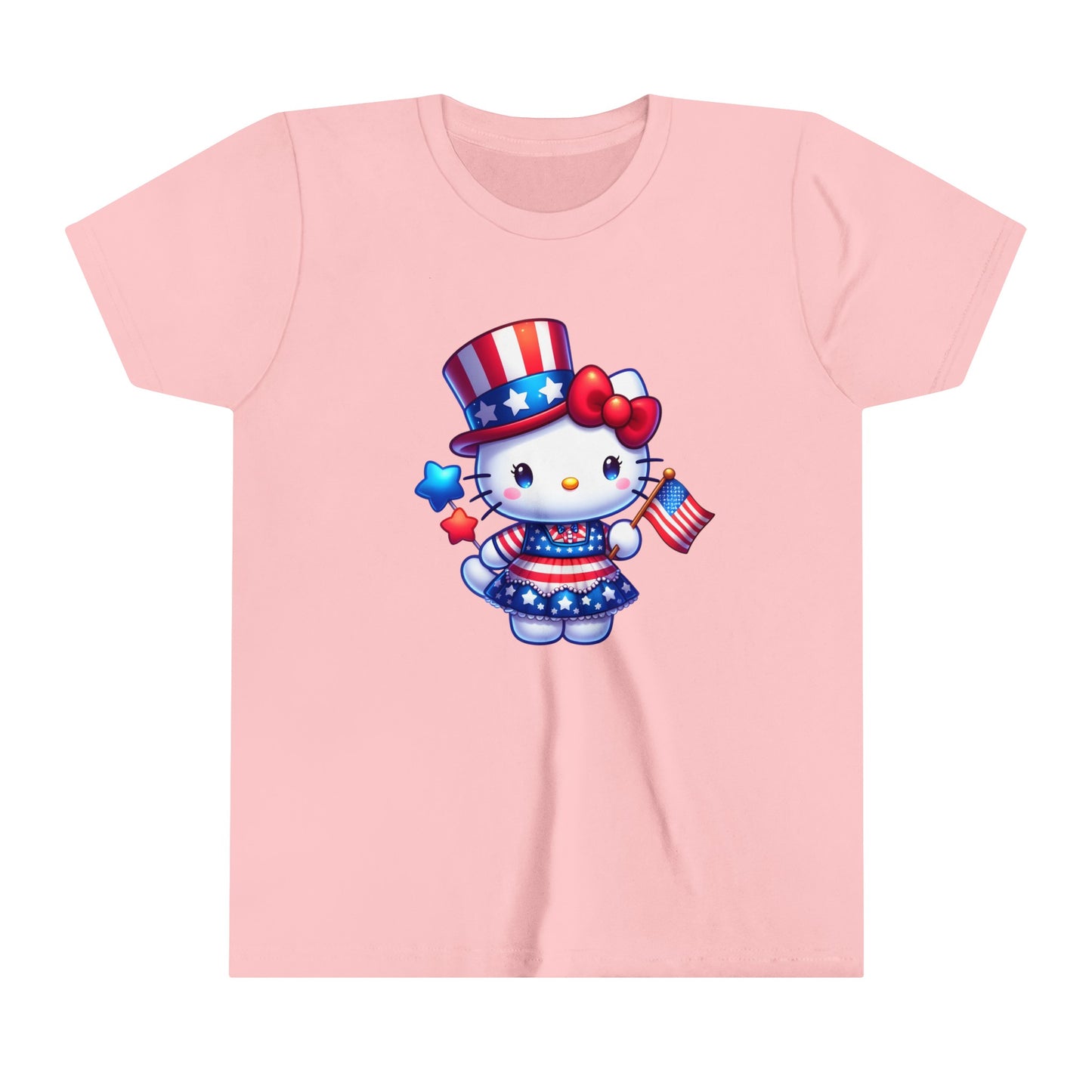 American Flag Hello Kitty Youth Short Sleeve Tee